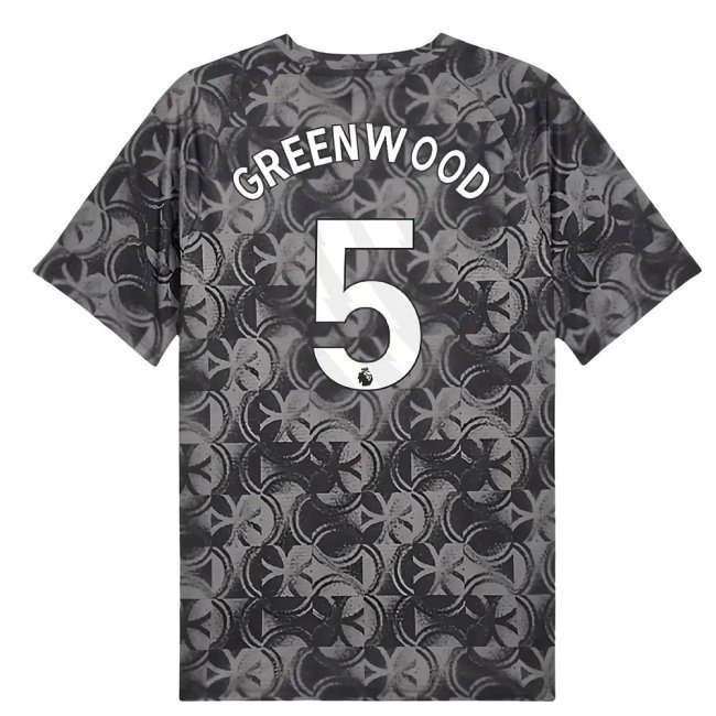 2025-2026 Man City Warm Up Jersey (Black) (Greenwood 5) — Buy Now