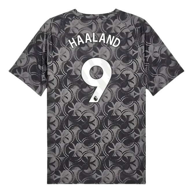 2025-2026 Man City Warm Up Jersey (Black) (Haaland 9) — Buy Now