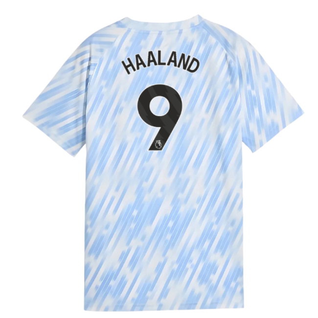 2025-2026 Man City Warm Up Jersey (Silver Sky) - Kids (Haaland 9) — Buy Online