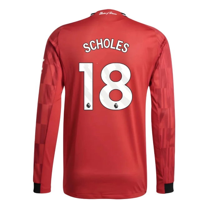 2025-2026 Man Utd Player Version Long Sleeve Home Shirt (Scholes 18) — Buy Now