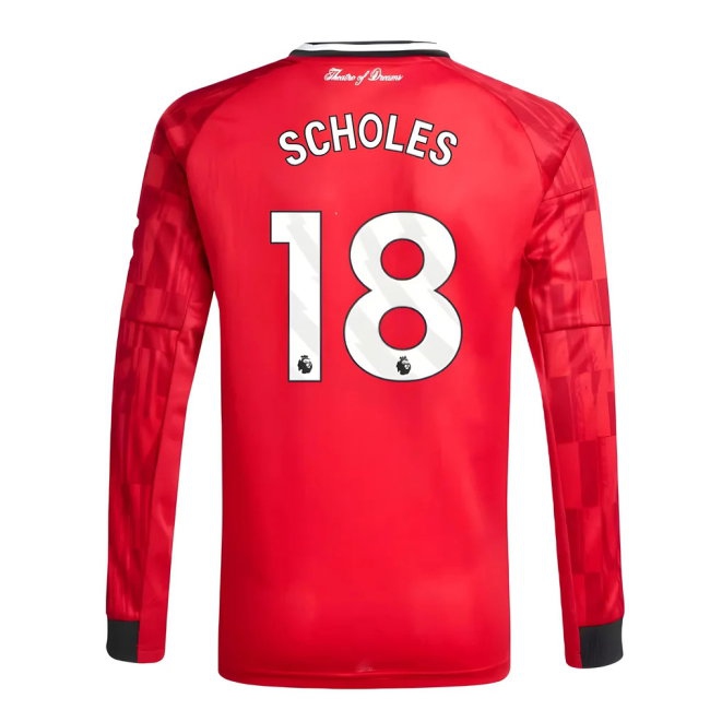 2025-2026 Man Utd Long Sleeve Home Shirt (Kids) (Scholes 18) — Shop Online