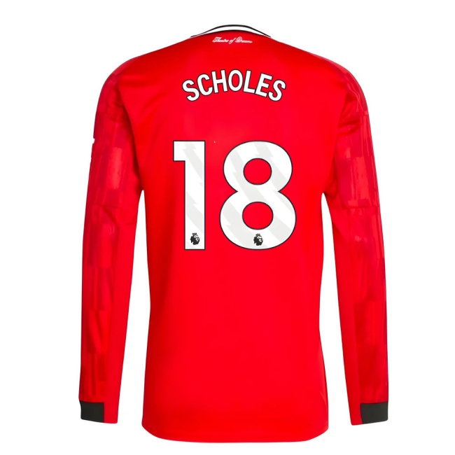 2025-2026 Man Utd Long Sleeve Home Shirt (Scholes 18) — Shop Online