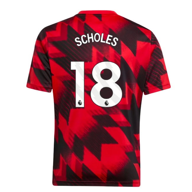 2025-2026 Man Utd Pre-Match Shirt (Red) - Kids (Scholes 18) — Shop Now