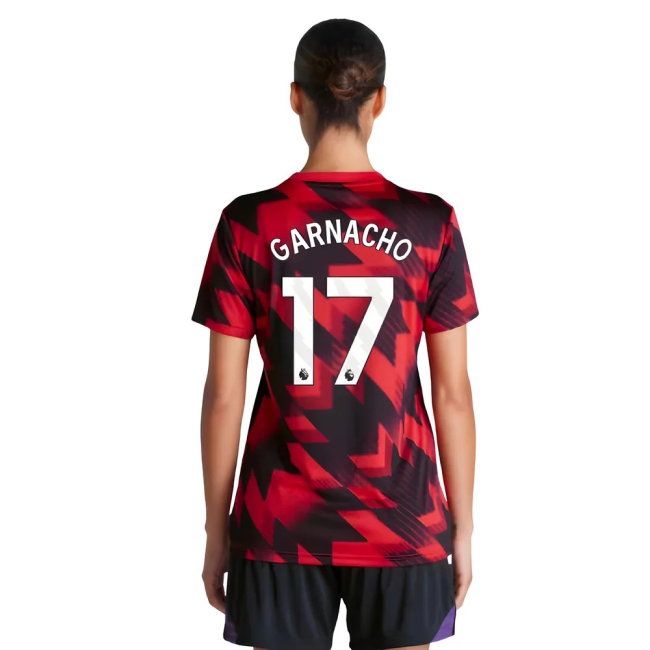 2025-2026 Man Utd Pre-Match Shirt (Red) - Womens (Garnacho 17) — Shop Online