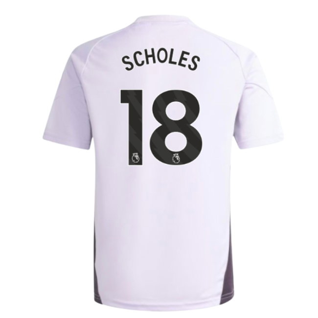 2025-2026 Man Utd Training Jersey (Purple Tint) - Kids (Scholes 18) — Shop Now