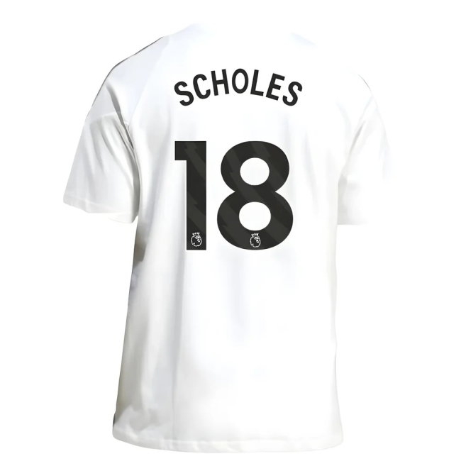 2025-2026 Man Utd Training Tee (White) (Scholes 18) — Shop Now