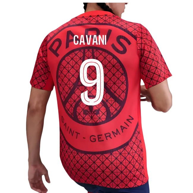 2025-2026 PSG Academy Pro Away Pre Match Shirt (Red) (Cavani 9)