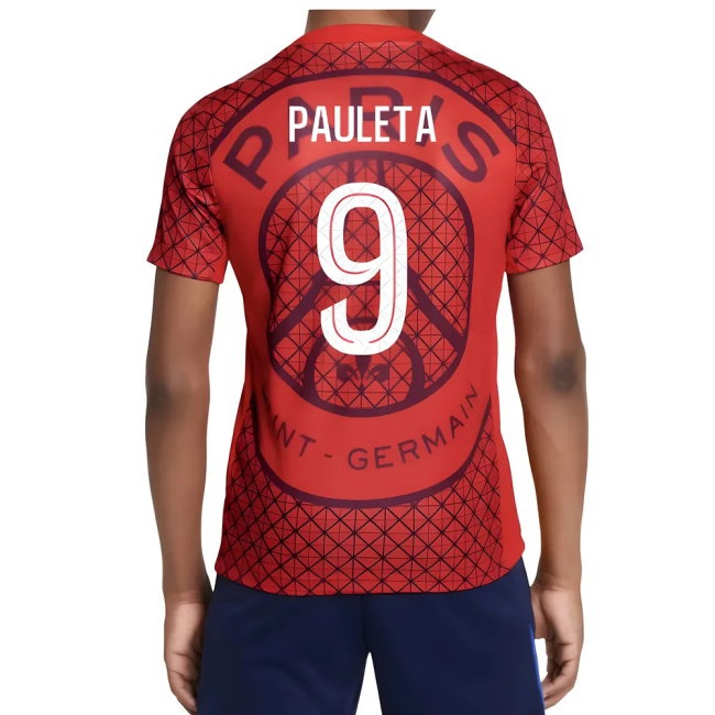 2025-2026 PSG Academy Pro Away Pre Match Shirt (Red) - Kids (Pauleta 9) — Shop Online