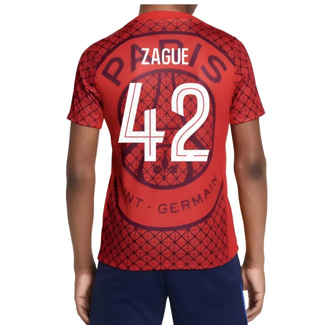 2025-2026 PSG Academy Pro Away Pre Match Shirt (Red) - Kids (Zague 42)
