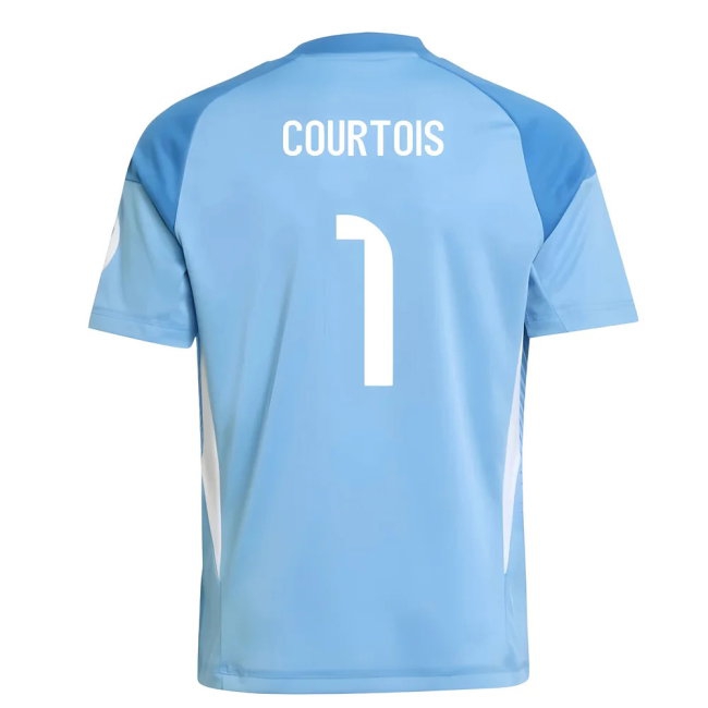 2025-2026 Real Madrid Home Goalkeeper Shirt (Blue) - Kids (Courtois 1) — Buy Now