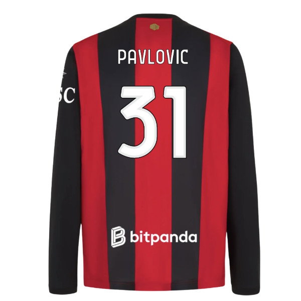 2026-2027 AC Milan Long Sleeve Home Shirt (Pavlovic 31) — Buy Now