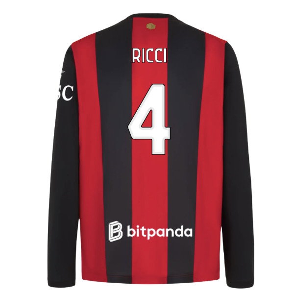 2026-2027 AC Milan Long Sleeve Home Shirt (Ricci 4) — Shop Online