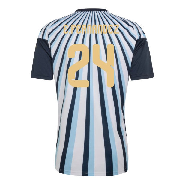 2026-2027 Argentina Home Pre-Match Shirt (White) (E.Fernandez 24) — Buy Online