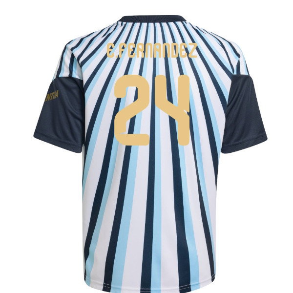 2026-2027 Argentina Home Pre-Match Shirt (White) - Kids (E.Fernandez 24) — Buy Online