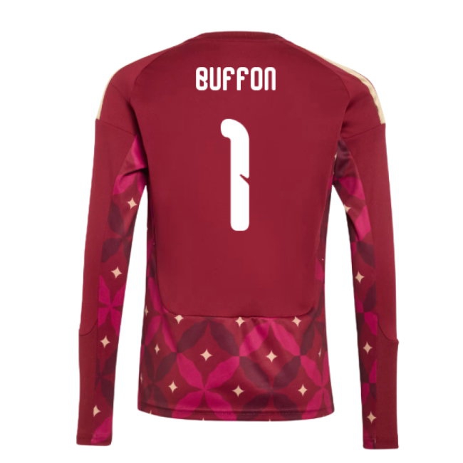 2026-2027 Italy Home Goalkeeper Shirt (Burgundy) - Kids (Buffon 1) — Buy Now