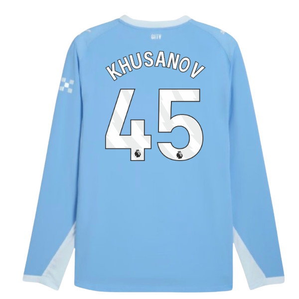 2026-2027 Man City match-style Long Sleeve Home Shirt (Khusanov 45)