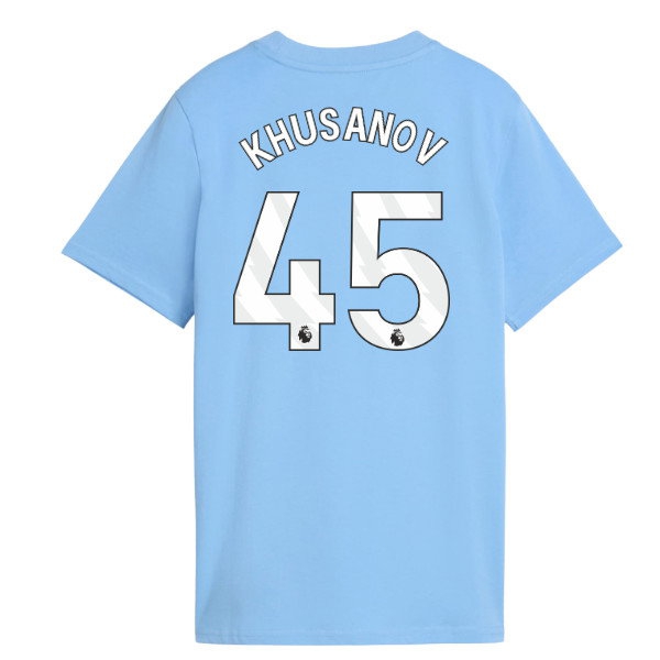2026-2027 Man City FtblCulture Tee (Light Blue) - Kids (Khusanov 45)