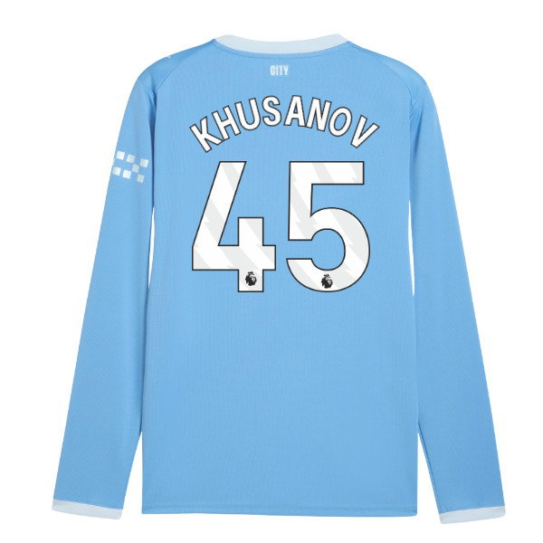 2026-2027 Man City Home Long Sleeve Shirt (Khusanov 45)