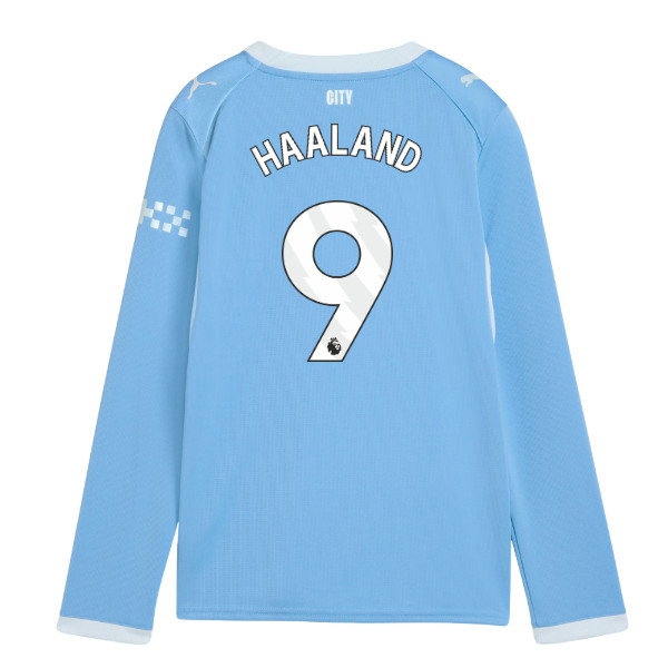 2026-2027 Man City Home Long Sleeve Shirt (Kids) (Haaland 9) — Buy Now