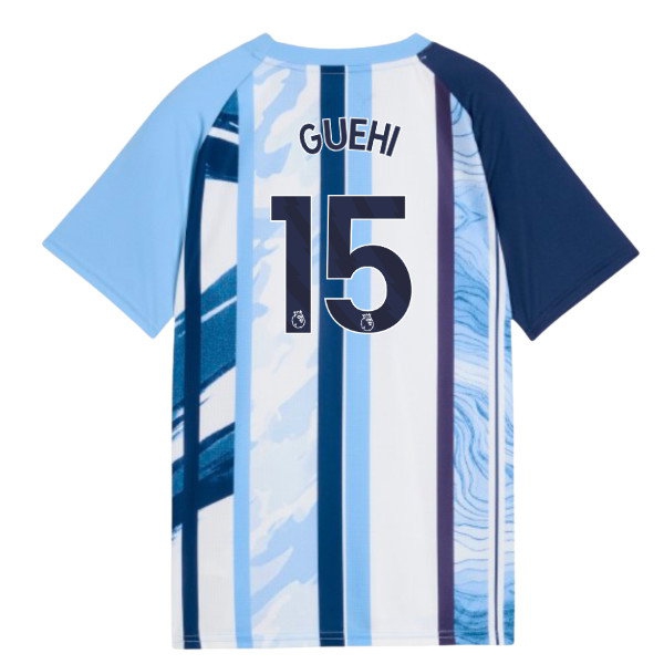 2026-2027 Man City Warm Up Jersey (White/Blazing Blue) - Kids (Guehi 15) — Shop Online