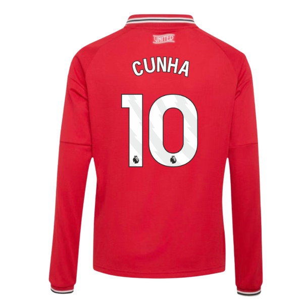 2026-2027 Man Utd Long Sleeve Home Shirt (Kids) (Cunha 10)