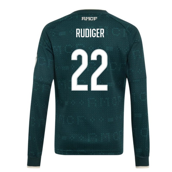 2026-2027 Real Madrid Away Long Sleeve Shirt (Kids) (Rudiger 22)
