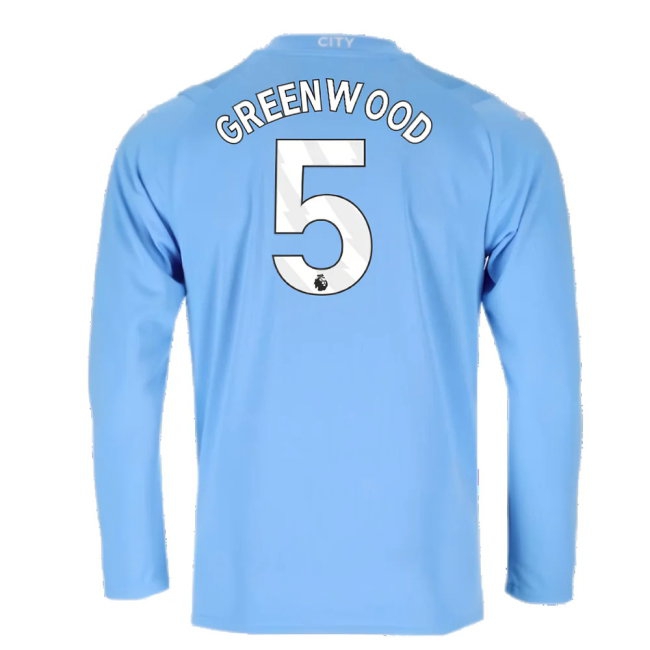 2023-2024 Man City Long Sleeve Home Shirt (Greenwood 5) — Shop Online