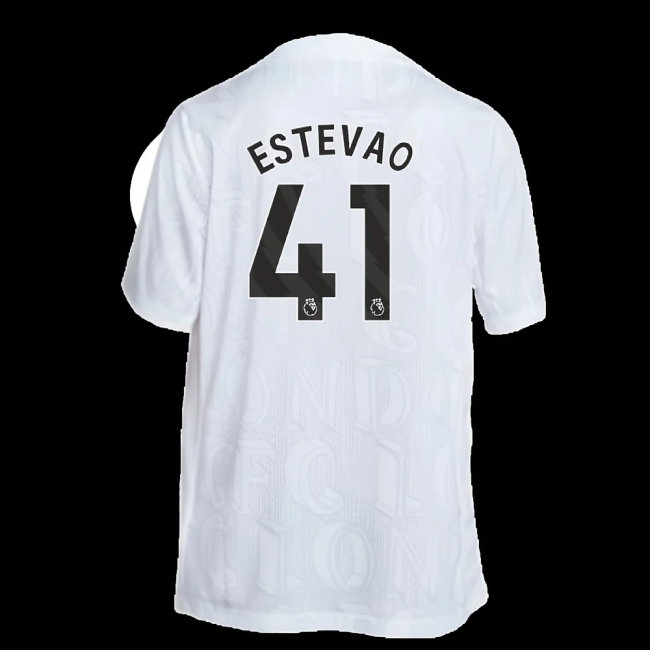 2025-2026 Chelsea Academy Pro Pre-Match Football Top (White) (Estevao 41) — Shop Online