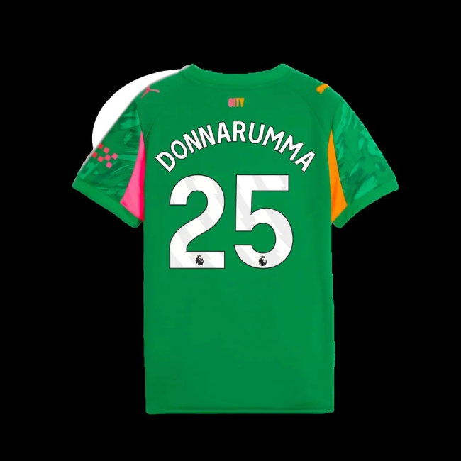 2025-2026 Man City Goalkeeper Away Shirt (Green) - Kids (Donnarumma 25) — Buy Online