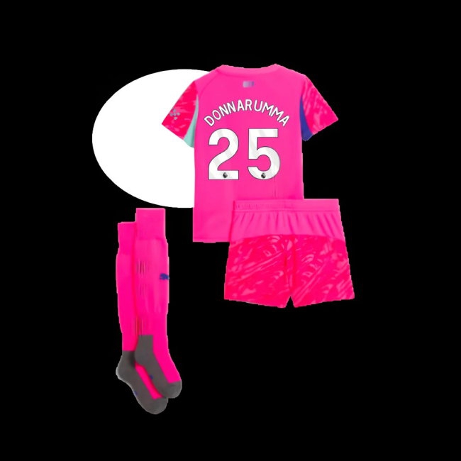 2025-2026 Man City Home Goalkeeper Mini Kit (Pink) (Donnarumma 25) — Shop Online