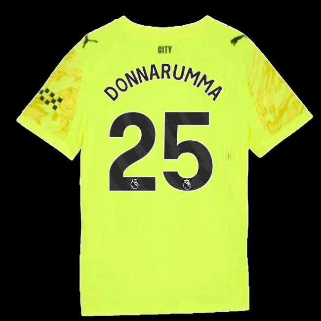 2025-2026 Man City Goalkeeper Third Shirt (Yellow) - Kids (Donnarumma 25) — Buy Online