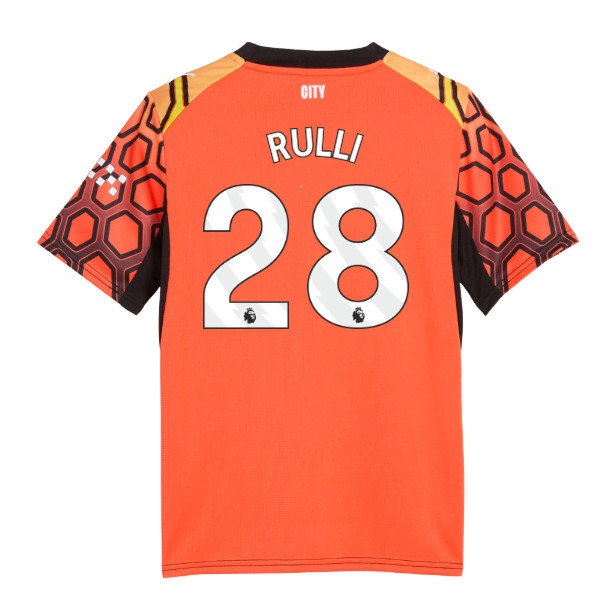 2026-2027 Man City Goalkeeper Shirt (Orange) - Kids (Rulli 28) — Shop Online
