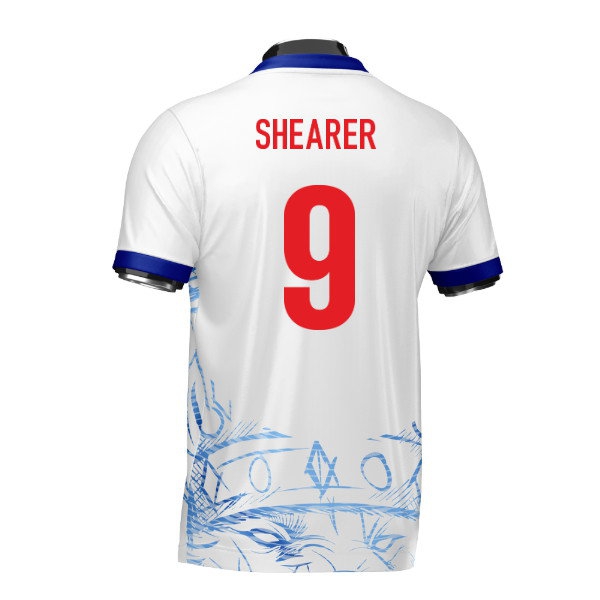 England Heritage Football Jersey White/Blue (Wolvate) Adult Short Sleeve (Shearer 9) — Buy Online