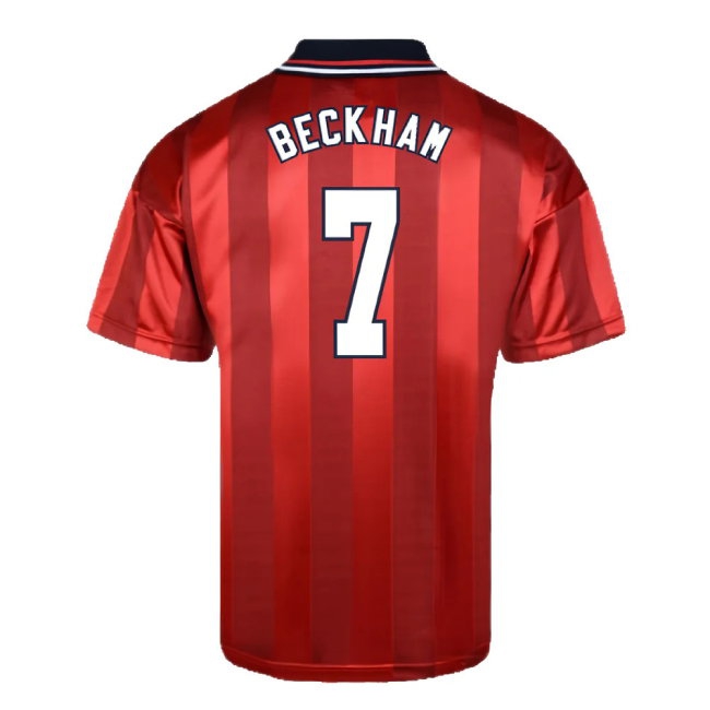 Score Draw England 1998 World Cup Finals Away Retro Football Shirt (BECKHAM 7)