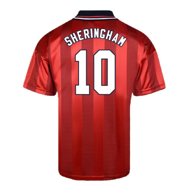 Score Draw England 1998 World Cup Finals Away Retro Football Shirt (SHERINGHAM 10) — Buy Now