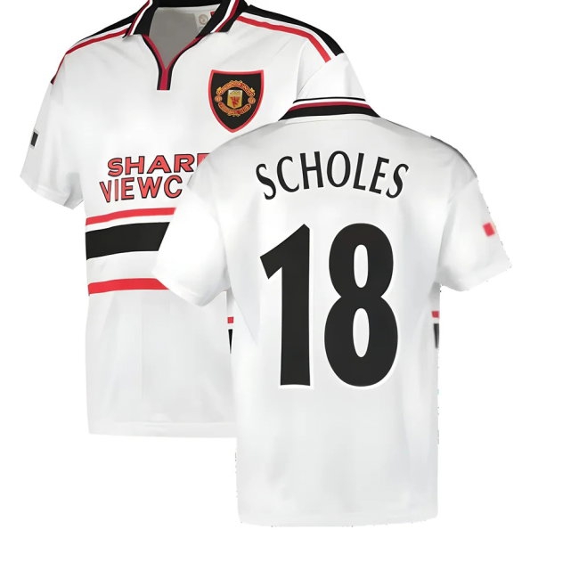 1999 Manchester United Away Football Shirt (SCHOLES 18) — Buy Now