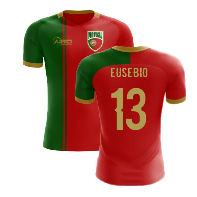2025-2026 Portugal Flag Home Concept Football Shirt (Eusebio 13) - Kids — Shop Online