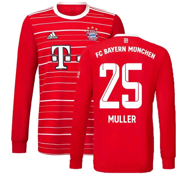 2022-2023 Bayern Munich Long Sleeve Home Shirt (MULLER 25) — Buy Online