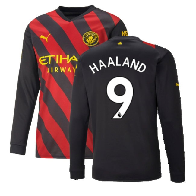 2022-2023 Man City Long Sleeve Away Shirt (HAALAND 9) — Shop Online
