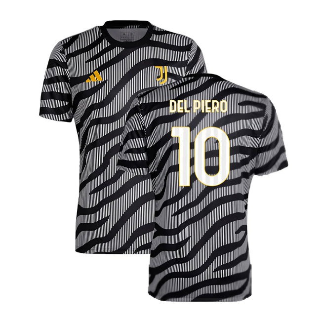 2023-2024 Juventus Pre-Match Shirt (Black) (DEL PIERO 10) — Buy Online