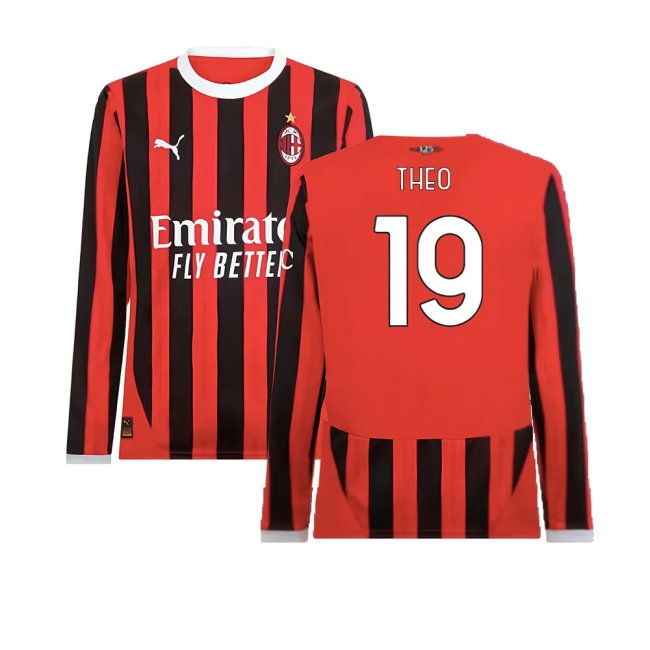 2024-2025 AC Milan Home Long Sleeve Shirt (Theo 19) — Buy Online