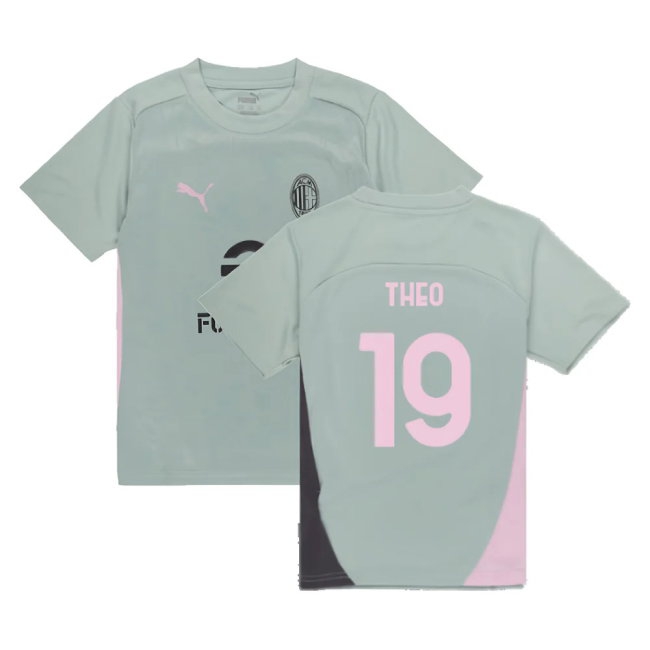 2024-2025 AC Milan Training Shirt (Green Fog) - Kids (Theo 19) — Shop Online