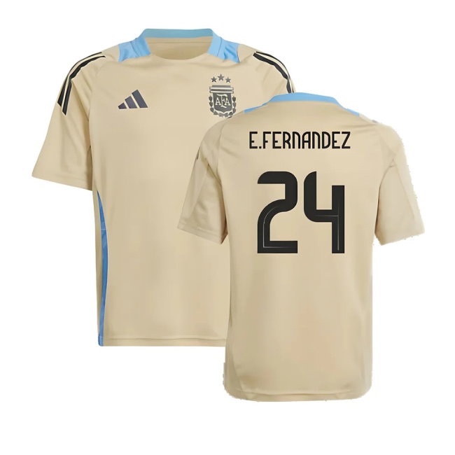 2024-2025 Argentina Training Jersey (Hazy Beige) - Kids (E.FERNANDEZ 24) — Shop Now