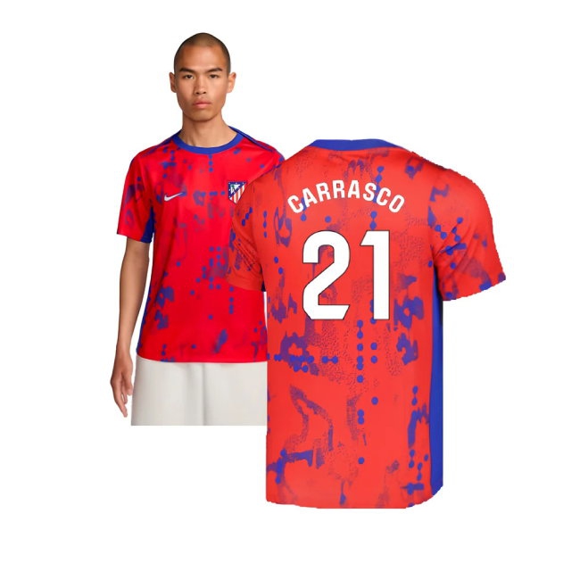 2024-2025 Atletico Madrid Pre-Match Shirt (Red) (Carrasco 21)
