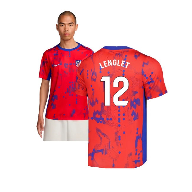 2024-2025 Atletico Madrid Pre-Match Shirt (Red) (Lenglet 12)