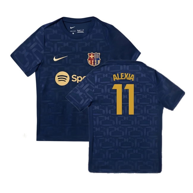 2024-2025 Barcelona Pre-Match Training Shirt (Navy) - Kids (Alexia 11) — Shop Online
