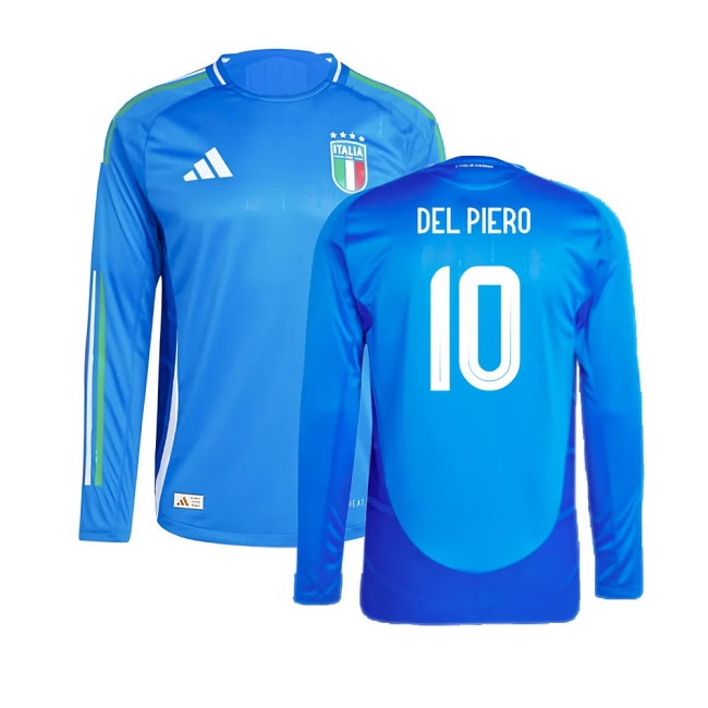 2024-2025 Italy Player Version Long Sleeve Home Shirt (DEL PIERO 10) — Buy Now