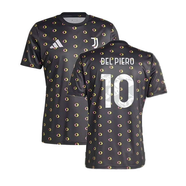 2024-2025 Juventus Pre-Match Shirt (Black) (Del Piero 10) — Shop Online