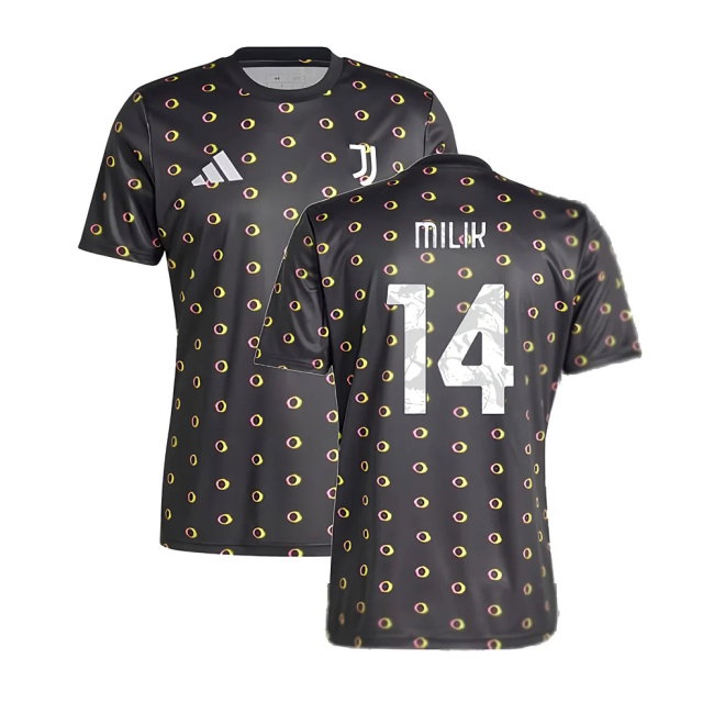 2024-2025 Juventus Pre-Match Shirt (Black) (Milik 14) — Buy Now