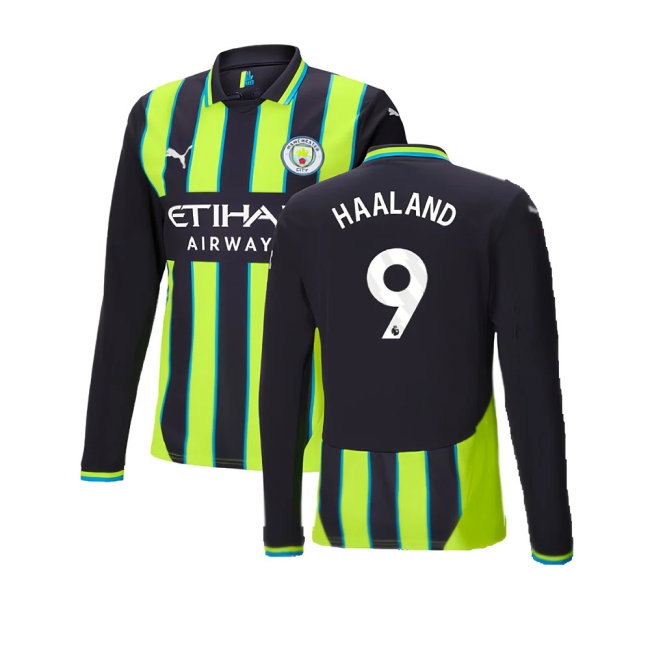 2024-2025 Man City Away Long Sleeve Shirt (Haaland 9) — Buy Online